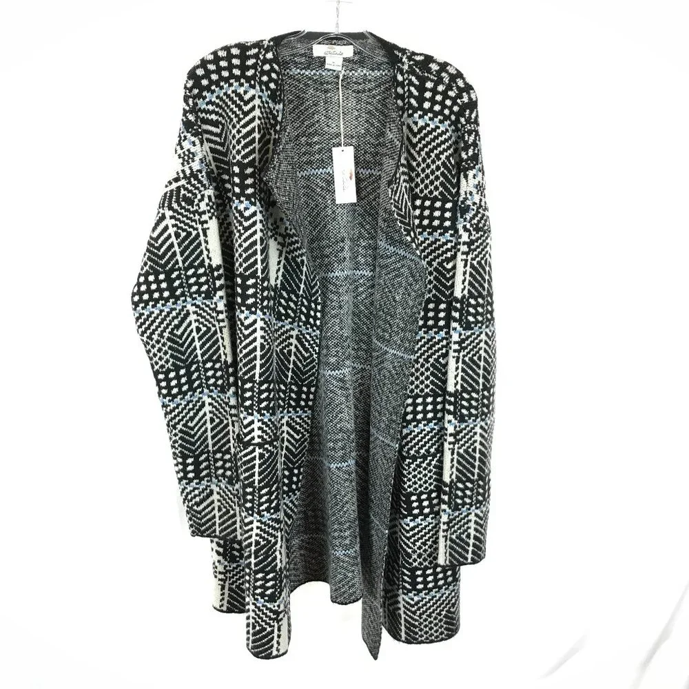 NWT Women Size XL Bob Timberlake Geometric Knit Longline Duster Cardigan Sweater